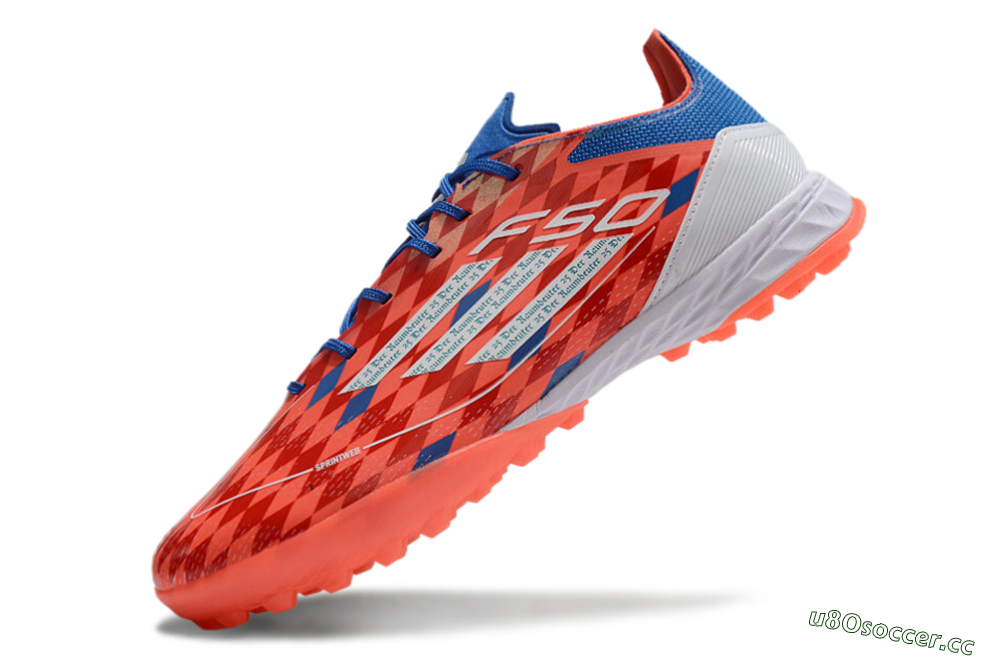 Men's Thomas Müller x Adidas F50 Elite Raumdeuter TF Artificial Turf Low-Tops Football Shoes - Red/Blue/White 5