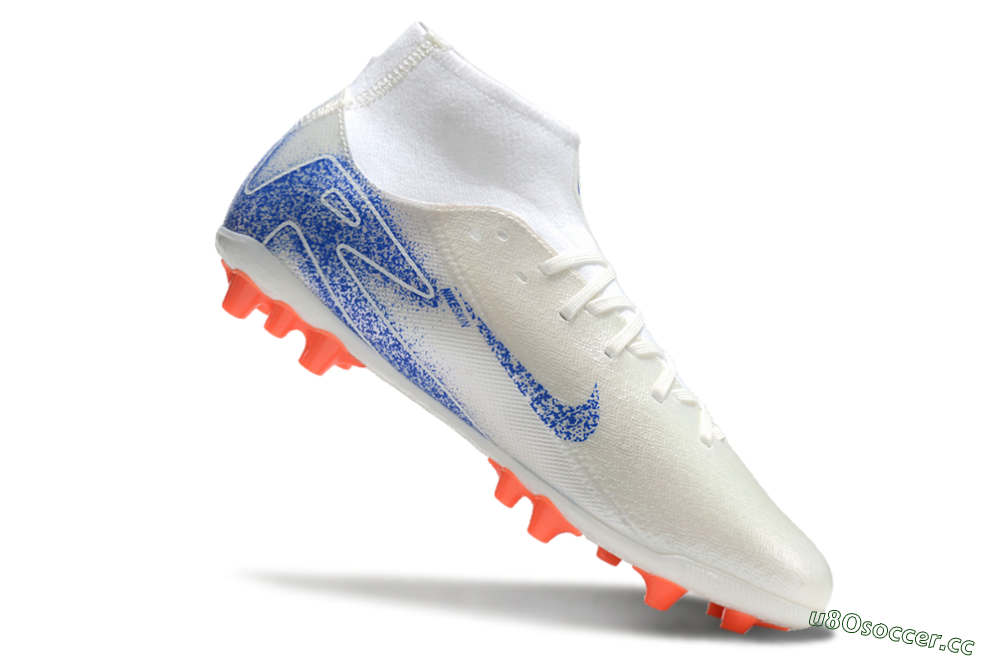 Men's Nike Mercurial Superfly 10 Academy FG Firm Ground High-Tops Football Boots - White/Blue/Orange 4