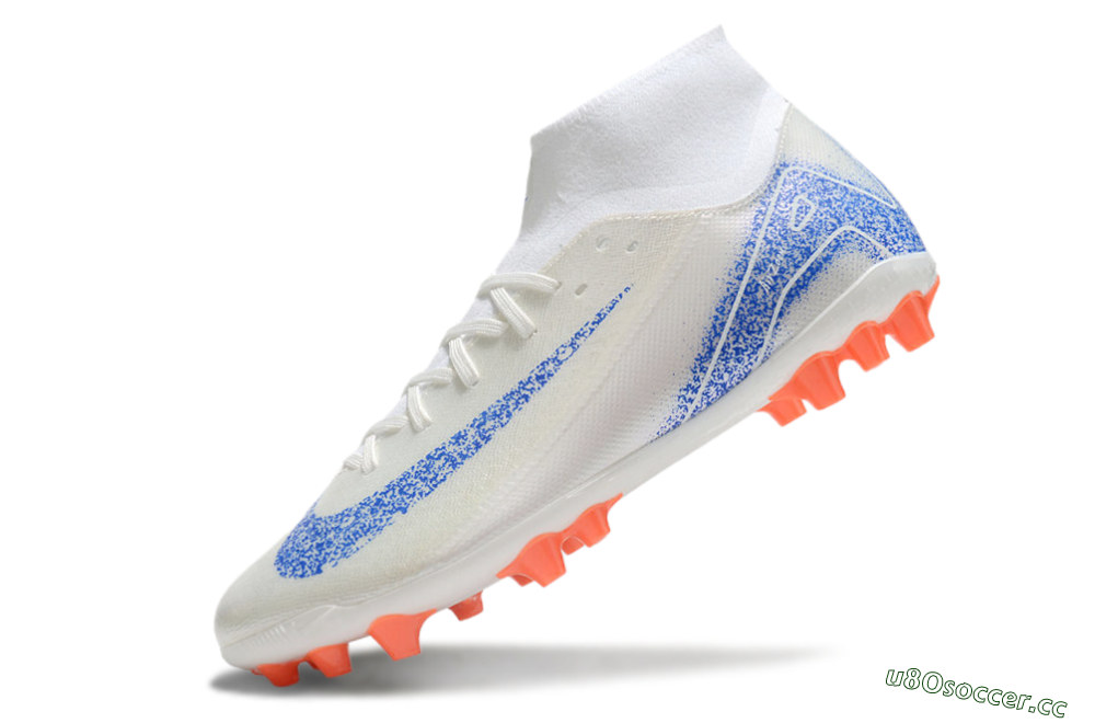 Men's Nike Mercurial Superfly 10 Academy FG Firm Ground High-Tops Football Boots - White/Blue/Orange 5