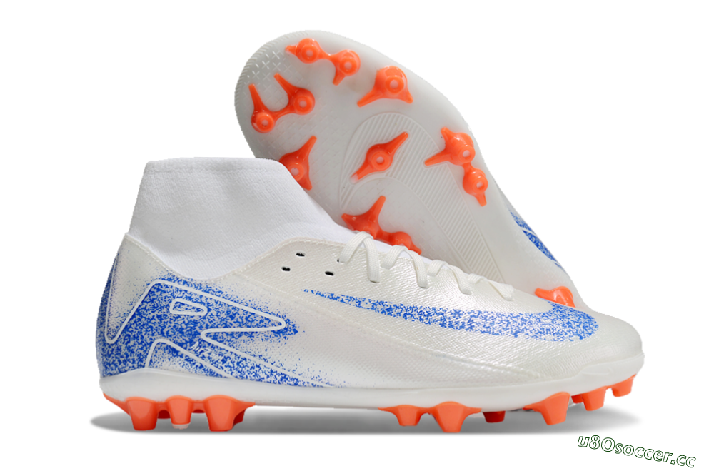 Men's Nike Mercurial Superfly 10 Academy FG Firm Ground High-Tops Football Boots - White/Blue/Orange 2