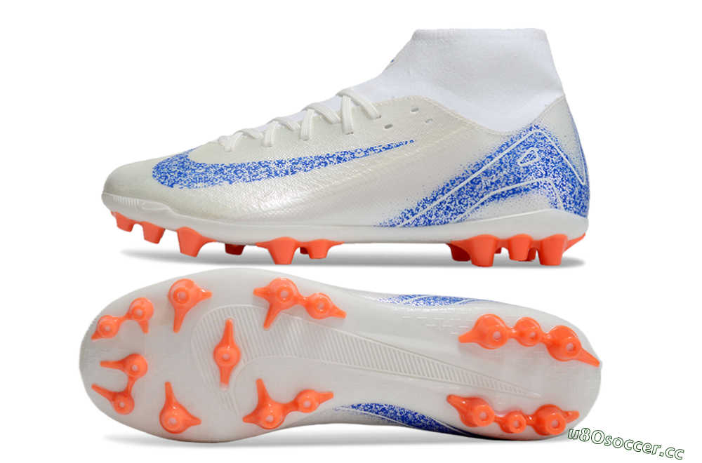 Men's Nike Mercurial Superfly 10 Academy FG Firm Ground High-Tops Football Boots - White/Blue/Orange 1