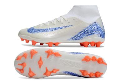 Men's Nike Mercurial Superfly 10 Academy FG Firm Ground High-Tops Football Boots - White/Blue/Orange