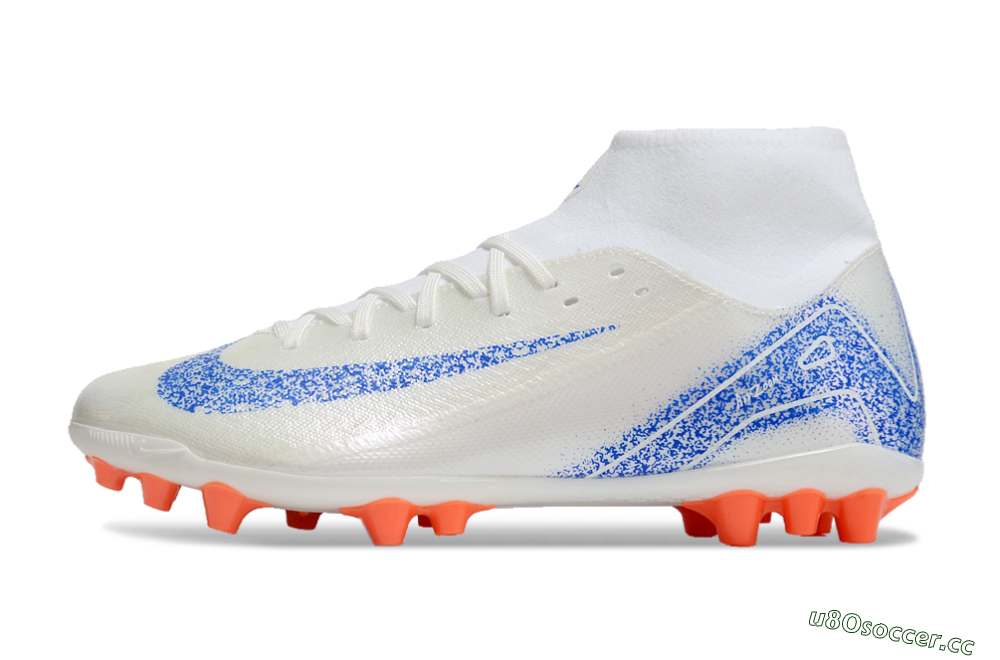 Men's Nike Mercurial Superfly 10 Academy FG Firm Ground High-Tops Football Boots - White/Blue/Orange 0