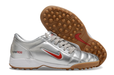 Men's Nike Total 90 II TF Artificial Turf Low-Tops Football Shoes - Silver/Red/Brown