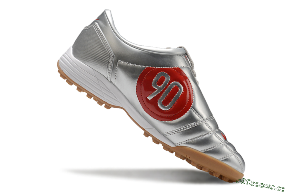 Men's Nike Total 90 II TF Artificial Turf Low-Tops Football Shoes - Silver/Red/Brown 4