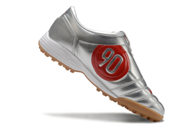 Men's Nike Total 90 II TF Artificial Turf Low-Tops Football Shoes - Silver/Red/Brown