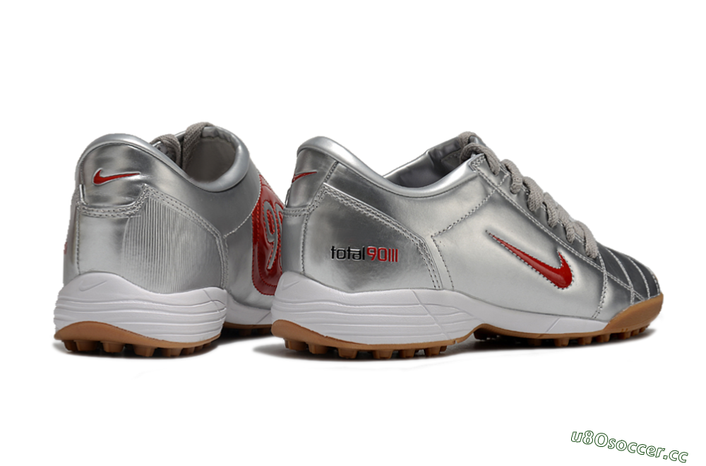 Men's Nike Total 90 II TF Artificial Turf Low-Tops Football Shoes - Silver/Red/Brown 6