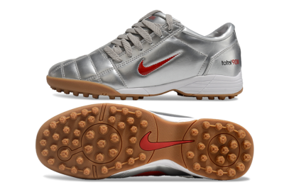 Men's Nike Total 90 II TF Artificial Turf Low-Tops Football Shoes - Silver/Red/Brown