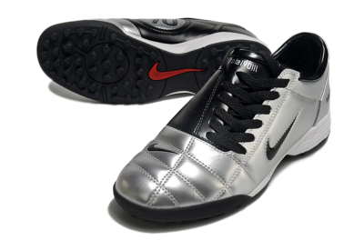 Men's Nike Total 90 II TF Artificial Turf Low-Tops Football Shoes - Silver/Black/Red