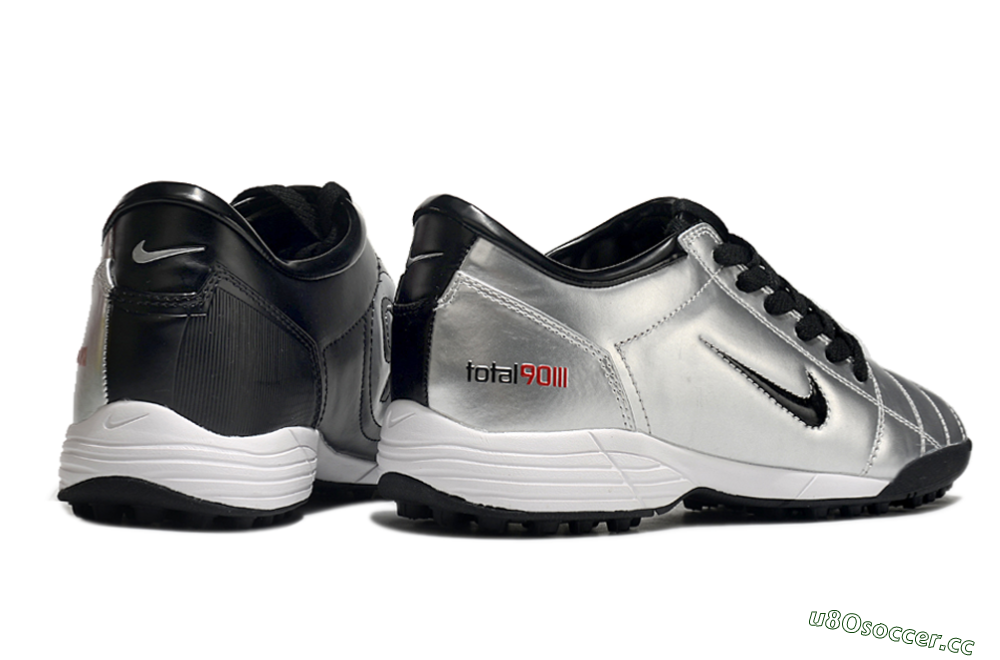 Men's Nike Total 90 II TF Artificial Turf Low-Tops Football Shoes - Silver/Black/Red 6