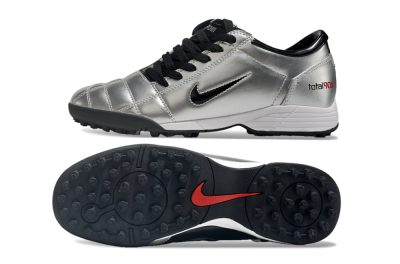 Men's Nike Total 90 II TF Artificial Turf Low-Tops Football Shoes - Silver/Black/Red