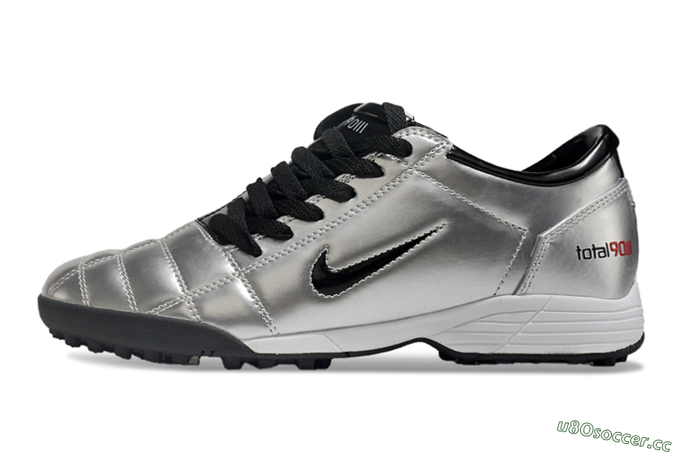 Men's Nike Total 90 II TF Artificial Turf Low-Tops Football Shoes - Silver/Black/Red 0