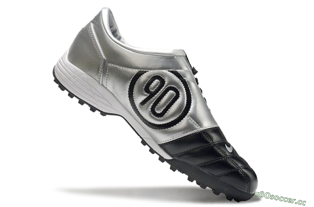 Men's Nike Total 90 II TF Artificial Turf Low-Tops Football Shoes - Silver/Black/Red 4