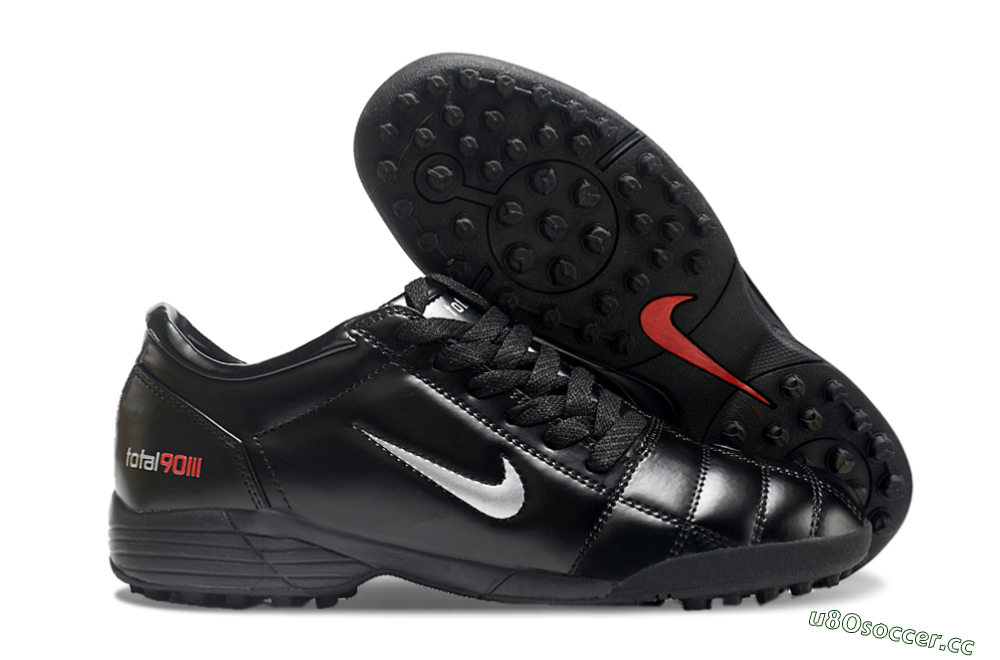 Men's Nike Total 90 II TF Artificial Turf Low-Tops Football Shoes - Black/White/Red 2