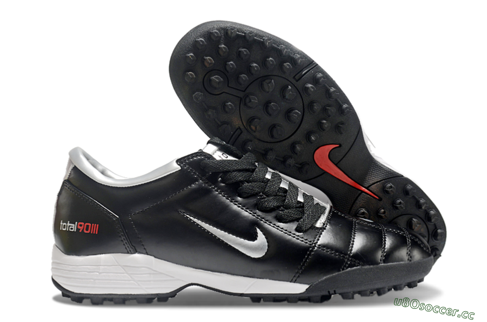 Men's Nike Total 90 II TF Artificial Turf Low-Tops Football Shoes - Black/Silver/Red 2