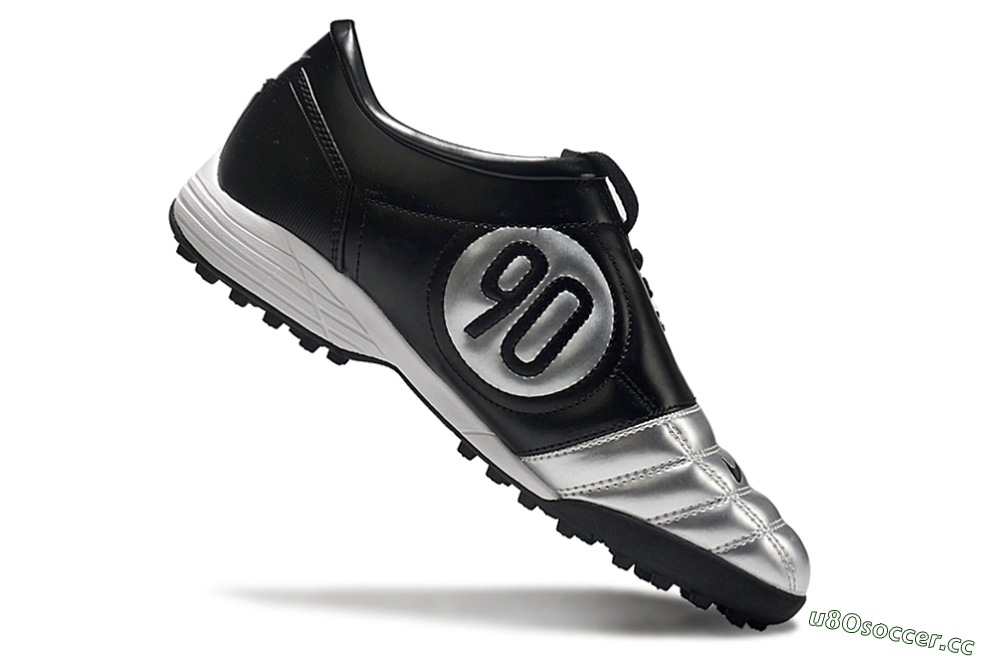 Men's Nike Total 90 II TF Artificial Turf Low-Tops Football Shoes - Black/Silver/Red 4