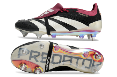 Men's Adidas Predator Elite Foldover Tongue SG Soft Ground Low-Tops Football Boots - Black/White/Red