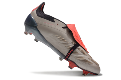 Men's Adidas Predator Elite Foldover Tongue FG Firm Ground Low-Tops Football Boots - Platinum Metallic/Aurora Black/Carbon