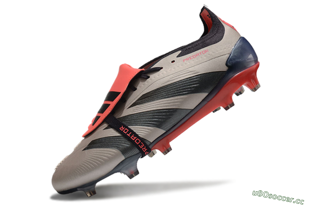 Men's Adidas Predator Elite Foldover Tongue FG Firm Ground Low-Tops Football Boots - Platinum Metallic/Aurora Black/Carbon 5