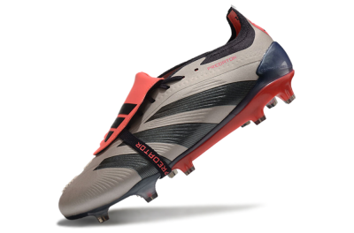 Men's Adidas Predator Elite Foldover Tongue FG Firm Ground Low-Tops Football Boots - Platinum Metallic/Aurora Black/Carbon