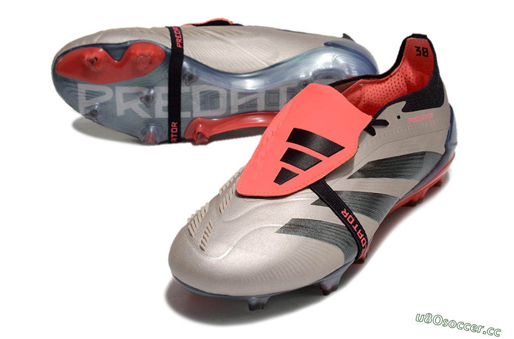 Men's Adidas Predator Elite Foldover Tongue FG Firm Ground Low-Tops Football Boots - Platinum Metallic/Aurora Black/Carbon 3