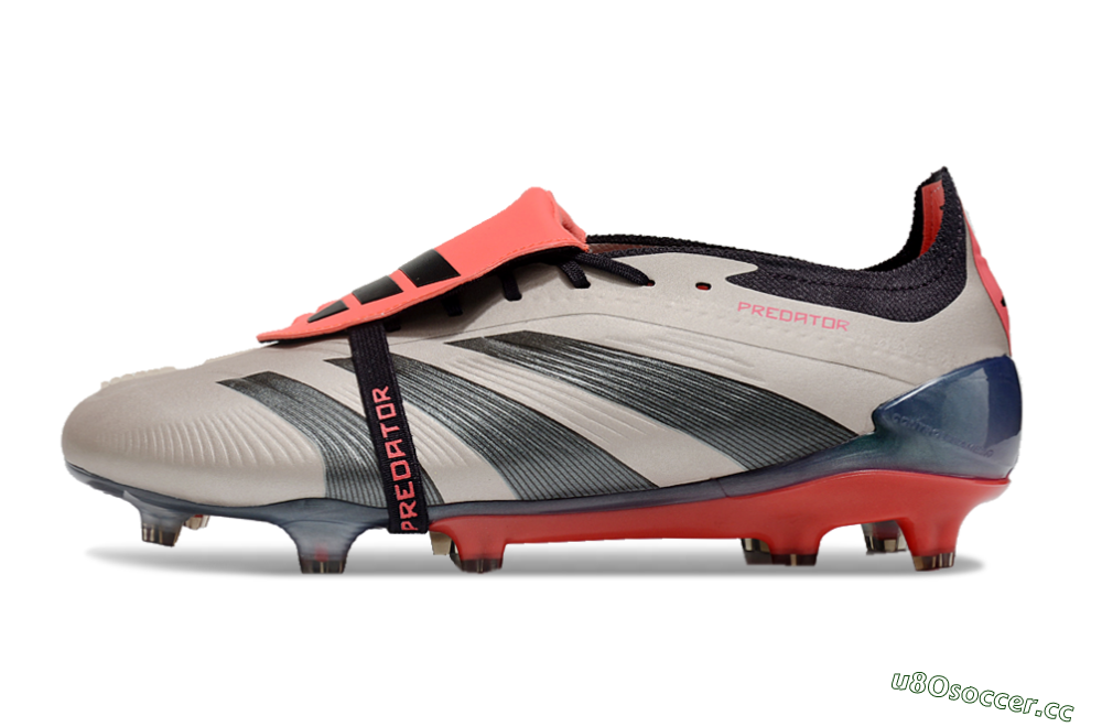 Men's Adidas Predator Elite Foldover Tongue FG Firm Ground Low-Tops Football Boots - Platinum Metallic/Aurora Black/Carbon 0