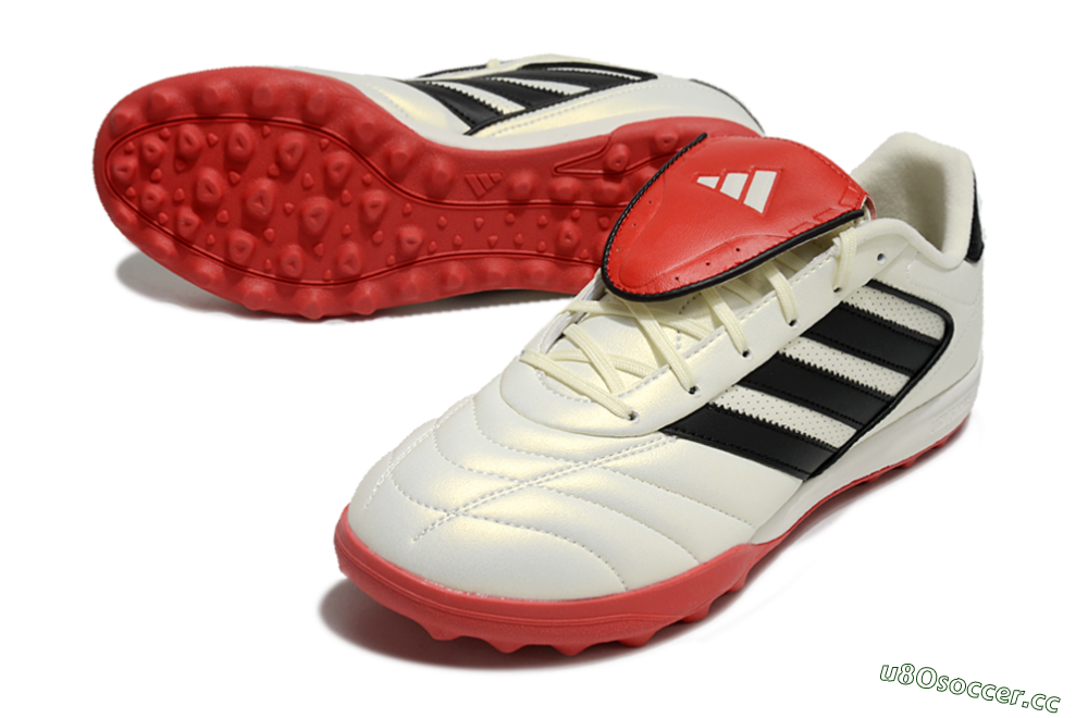 Men's Adidas Copa Gloro 2 TF Artificial Turf Low-Tops Football Shoes - Ivory/Core Black/Solar Red 3