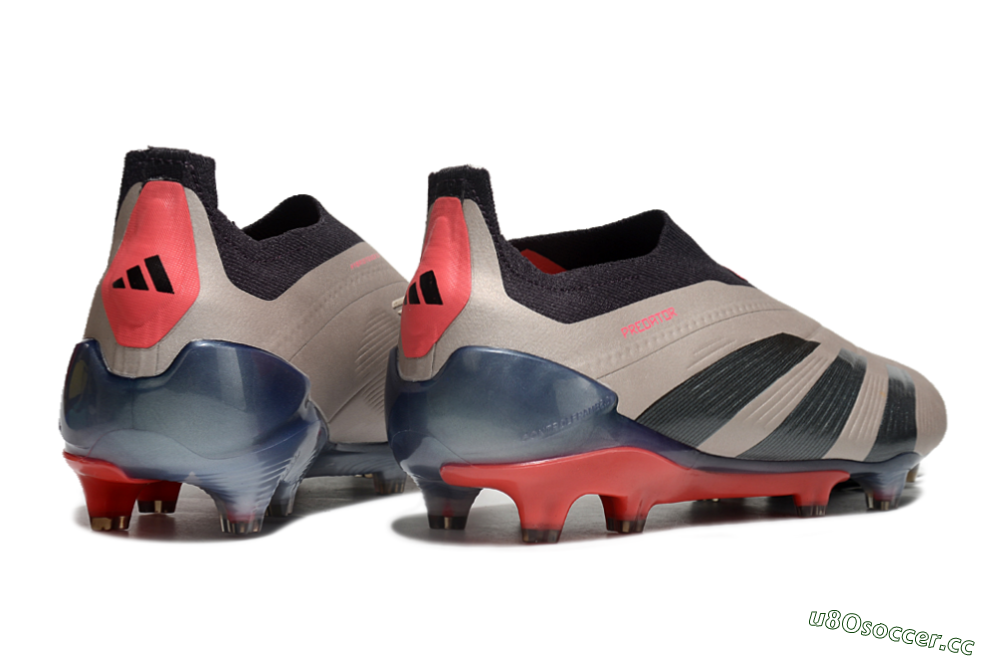 Men's Adidas Predator Elite Laceless FG Firm Ground Low-Tops Football Boots - Platinum Metallic/Aurora Black/Carbon 6