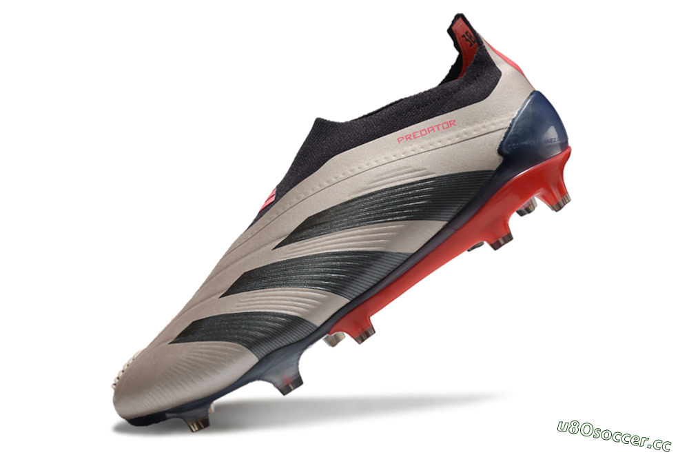 Men's Adidas Predator Elite Laceless FG Firm Ground Low-Tops Football Boots - Platinum Metallic/Aurora Black/Carbon 5