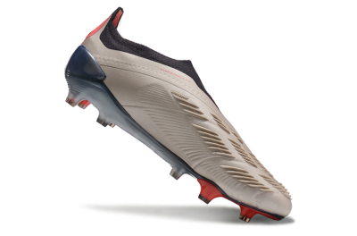 Men's Adidas Predator Elite Laceless FG Firm Ground Low-Tops Football Boots - Platinum Metallic/Aurora Black/Carbon