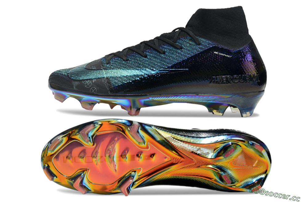 Men's Nike Air Zoom Mercurial Superfly 9 Elite FG Firm Ground High-Tops Football Boots - Metal Blue/Black 6
