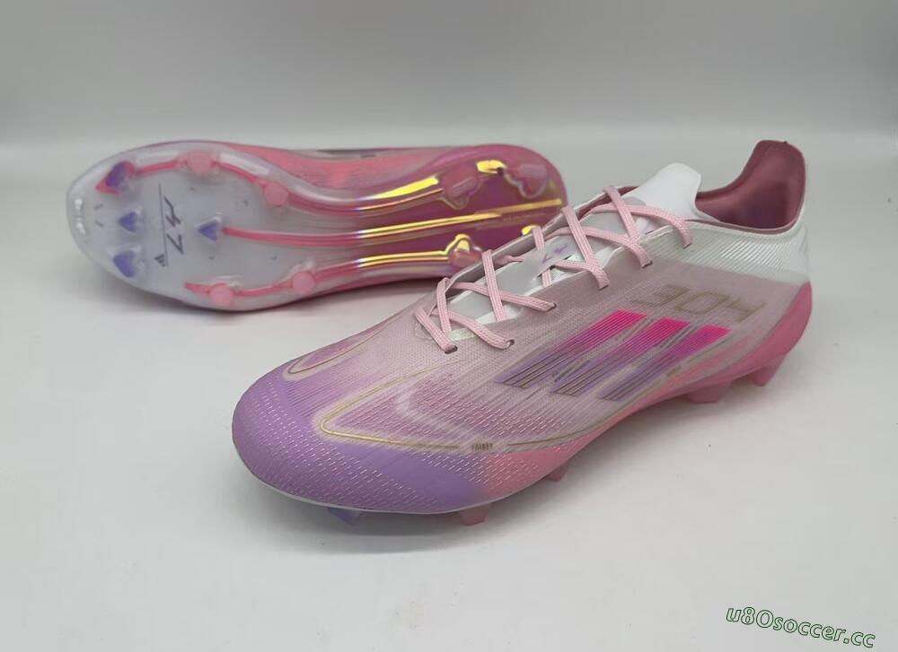 Men's Adidas F50 Elite FG Firm Ground Low-Tops Football Boots - Purple/White/Pink