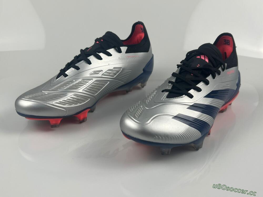 Men's Adidas Predator 24 Elite FG Firm Ground Low-Tops Football Boots - Silver/Blue/Red