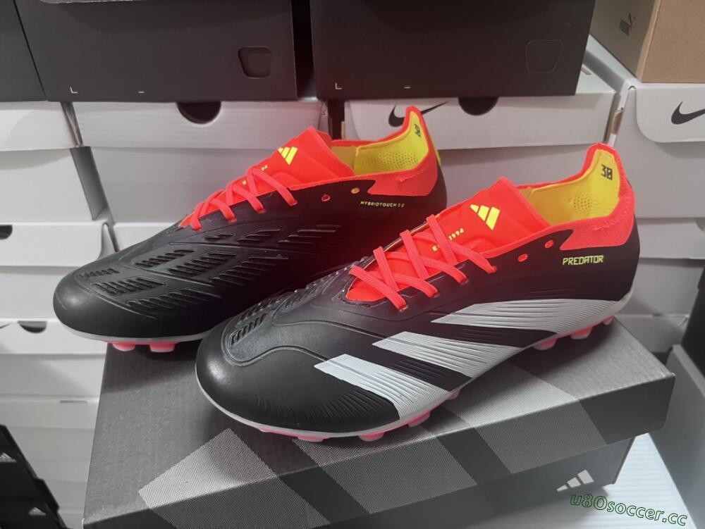 Men's Adidas Predator 24 Elite AG Artificial Grass Low-Tops Football Boots - Black/white/Red/Yellow