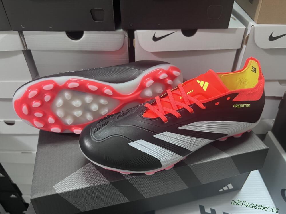 Men's Adidas Predator 24 Elite AG Artificial Grass Low-Tops Football Boots - Black/white/Red/Yellow