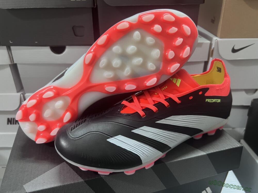 Men's Adidas Predator 24 Elite AG Artificial Grass Low-Tops Football Boots - Black/white/Red/Yellow