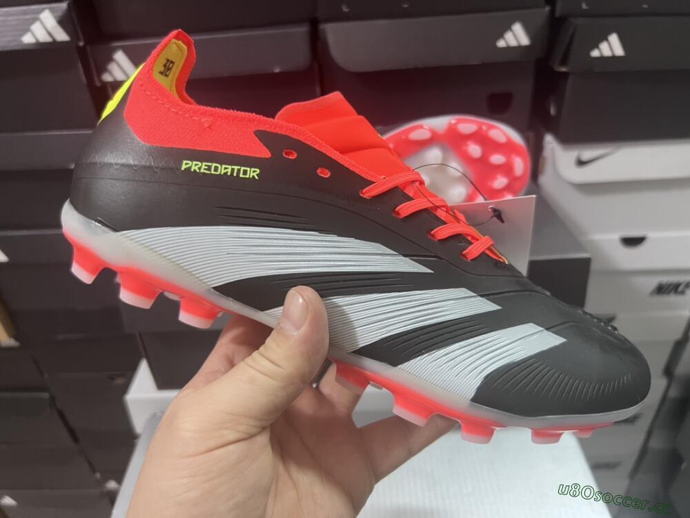 Men's Adidas Predator 24 Elite AG Artificial Grass Low-Tops Football Boots - Black/white/Red/Yellow