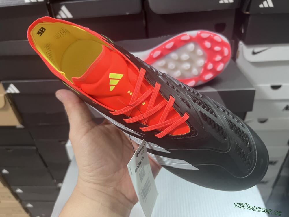 Men's Adidas Predator 24 Elite AG Artificial Grass Low-Tops Football Boots - Black/white/Red/Yellow