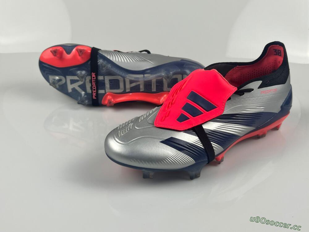Men's Adidas Predator Elite Foldover Tongue FG Firm Ground Low-Tops Football Boots - Silver/Blue/Red