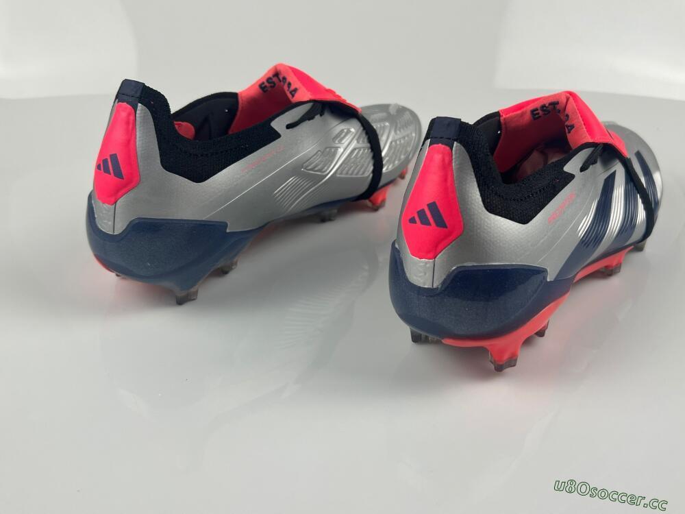 Men's Adidas Predator Elite Foldover Tongue FG Firm Ground Low-Tops Football Boots - Silver/Blue/Red