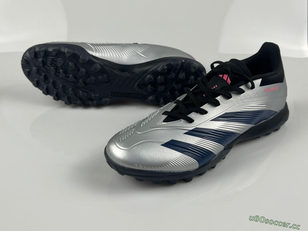 Men's Adidas Predator 24 Elite TF Artificial Turf Low-Tops Football Shoes - Silver/Blue/Pink
