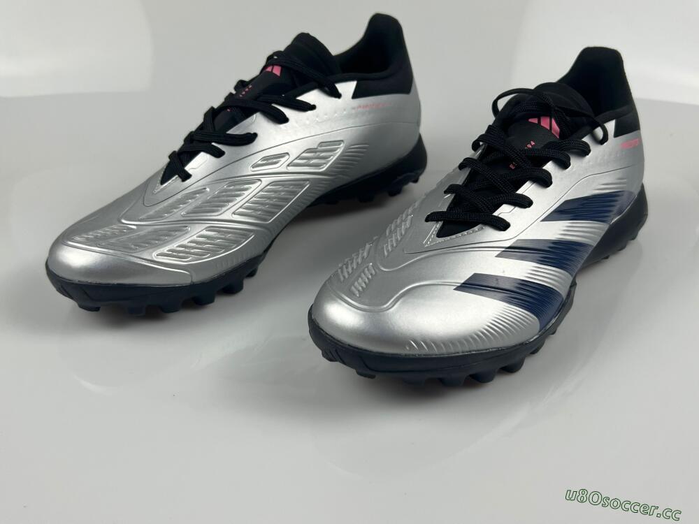Men's Adidas Predator 24 Elite TF Artificial Turf Low-Tops Football Shoes - Silver/Blue/Pink