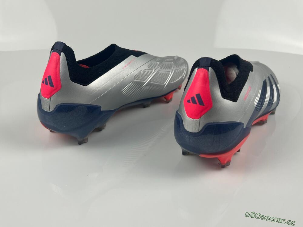 Men's Adidas Predator 24 Elite laceless FG Firm Ground Low-Tops Football Boots - Silver/Blue/Red