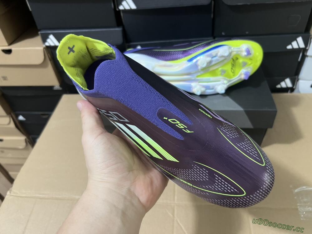 Men's Adidas F50+ Lightstrike Pro FG Firm Ground Low-Tops Football Boots - Purple/Yellow/Blue