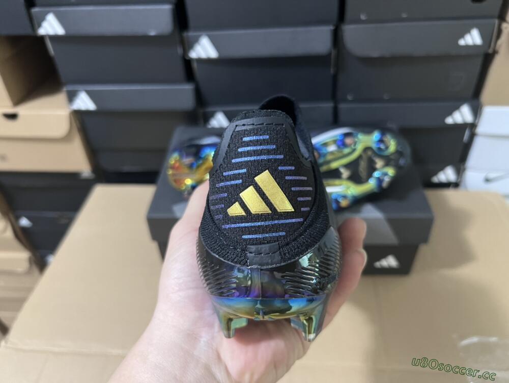Men's Adidas F50+ Lightstrike Pro Laceless FG Firm Ground Low-Tops Football Boots - Core Black/Iron Metallic/Gold Metallic