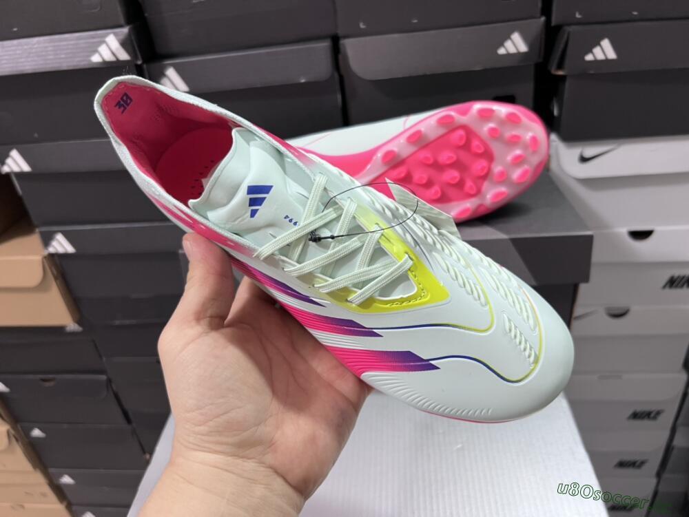 Unisex Adidas Predator Elite 24 MG Multi Ground Low-Tops Football Boots - Jade/Purple/Pink