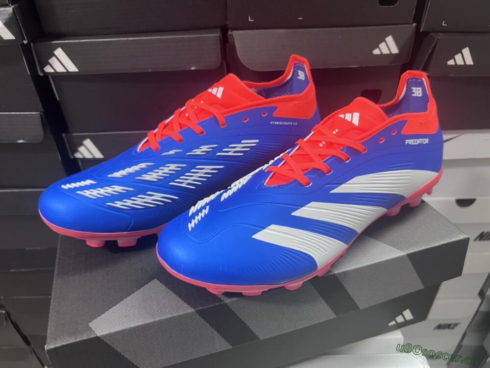 Unisex Adidas Predator Elite 24 MG Multi Ground Low-Tops Football Boots - Blue/White/Red