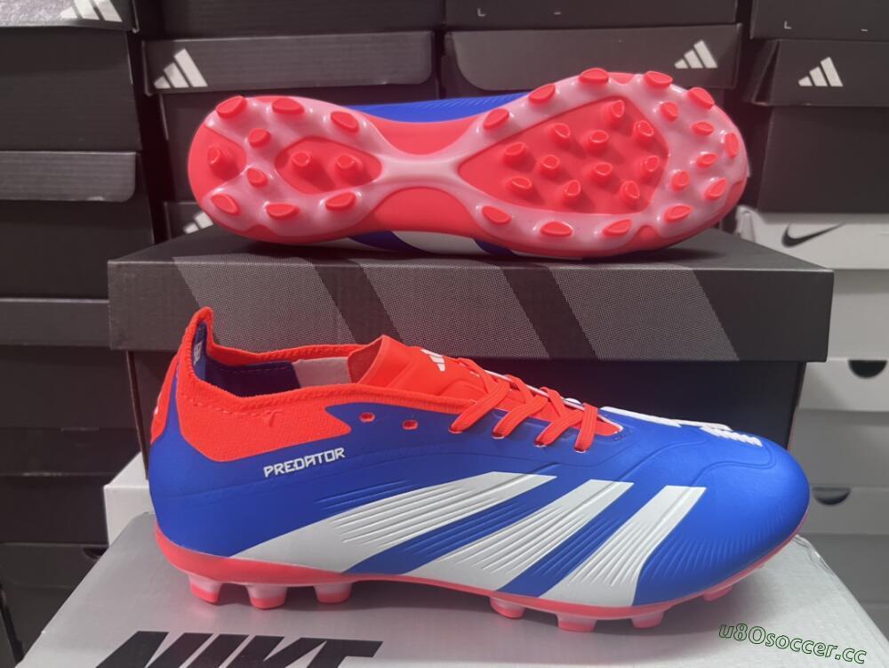 Unisex Adidas Predator Elite 24 MG Multi Ground Low-Tops Football Boots - Blue/White/Red