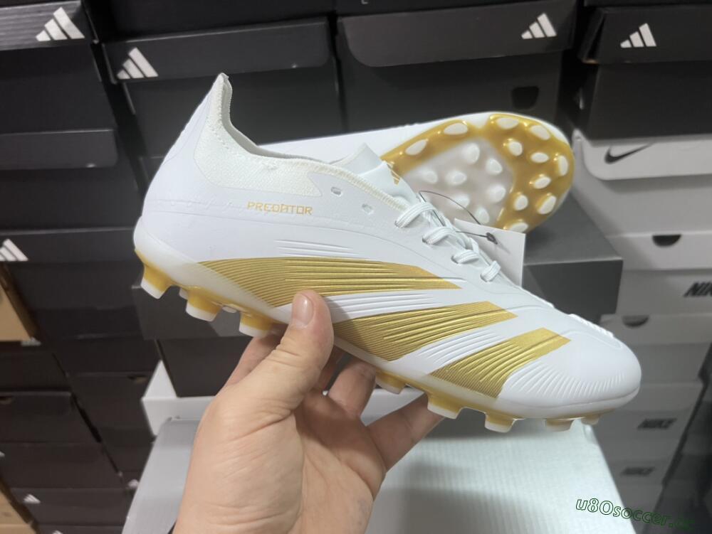 Unisex Adidas Predator Elite 24 MG Multi Ground Low-Tops Football Boots - White/Gold