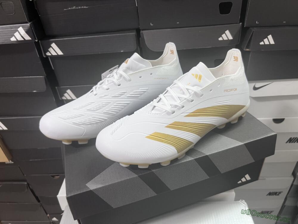 Unisex Adidas Predator Elite 24 MG Multi Ground Low-Tops Football Boots - White/Gold